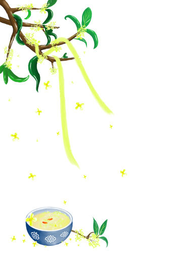 小清新古风桂花酒中秋手绘图