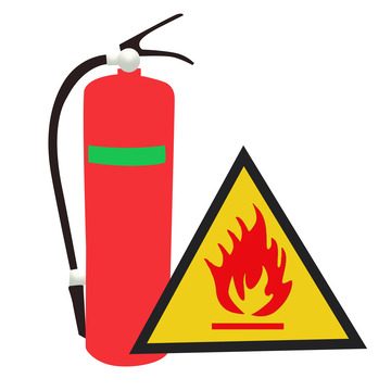 假期防火灭火器预防火灾手绘元素