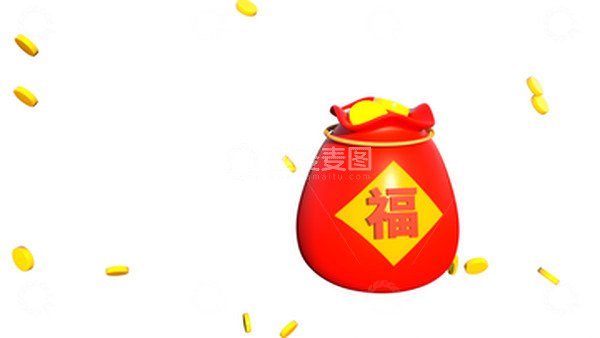 源文件下载【趣麦麦图】红色简约c4d福袋红包装饰