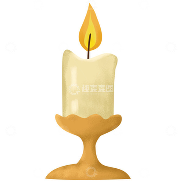 源文件下载【趣麦麦图】黄色蜡烛烛台手绘元素