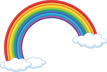 多彩卡通彩虹白云手绘元素