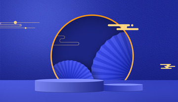 蓝紫色中国风背景PSD