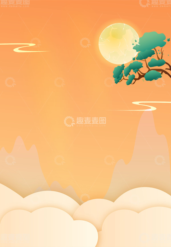 源文件下载【趣麦麦图】-中秋月亮卡通矢量背景