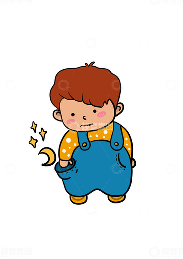 源文件下载【趣麦麦图】蓝色 卡通 可爱小男孩 元素