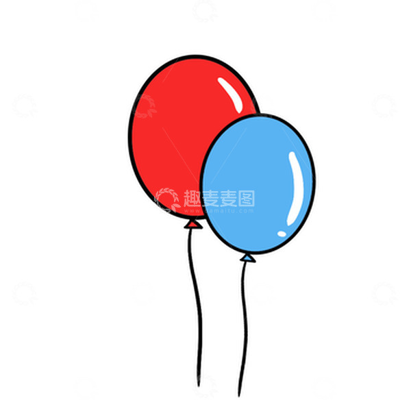 源文件下载【趣麦麦图】卡通红色蓝色气球手绘图