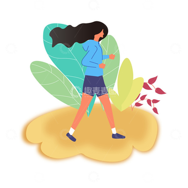 源文件下载【趣麦麦图】-蓝色简约运动矢量插画元素