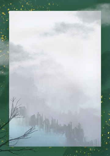 绿色水墨国风手绘背景图