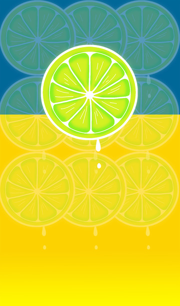 拼色小清新柠檬手绘图