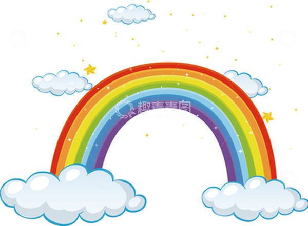 源文件下载【趣麦麦图】多彩卡通彩虹星星白云插画