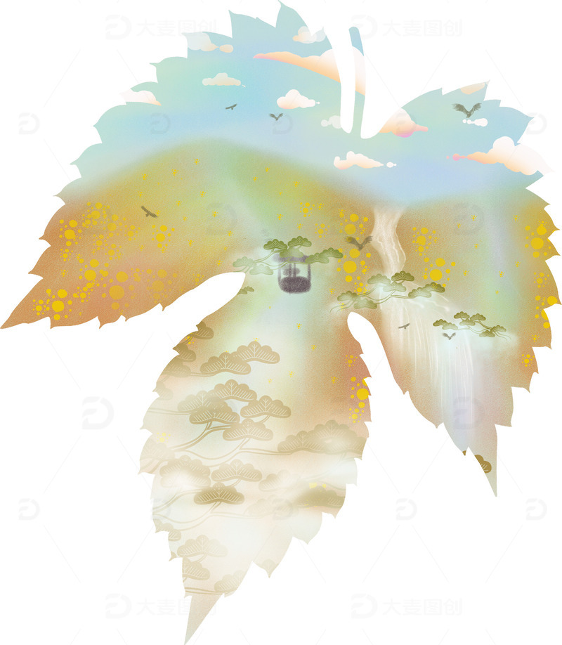 源文件下载【趣麦麦图】黄色小清新二十四节气立秋插画元素