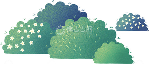 源文件下载【趣麦麦图】绿色 扁平 灌木丛 立秋 插画