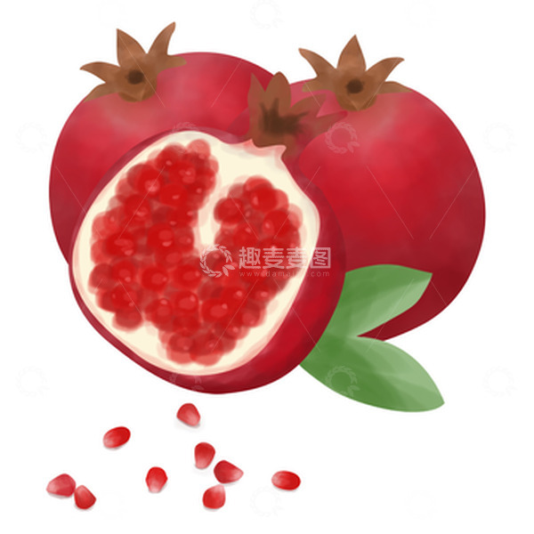 源文件下载【趣麦麦图】红色石榴秋季秋分水果手绘