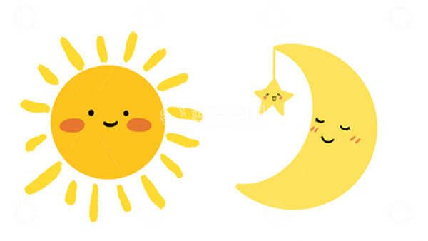 源文件下载【趣麦麦图】-可爱手绘卡通太阳和月亮