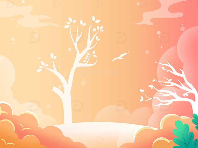 源文件下载【趣麦麦图】立秋橙色风格果实丰收扁平秋天背景