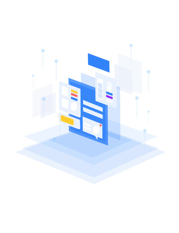 科技互联网卡片列表网络电脑装饰插画