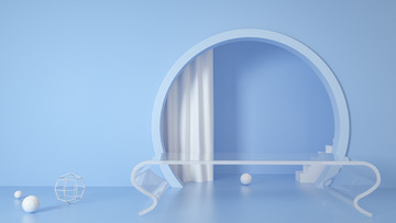 蓝色室内电商横版海报背景