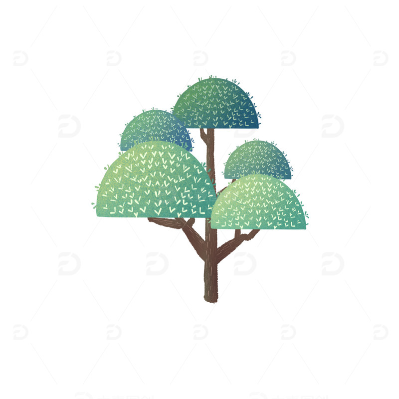 源文件下载【趣麦麦图】-绿色 扁平插画 树木 春 植物类