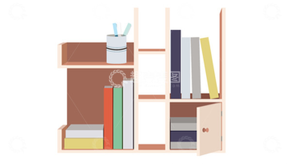 源文件下载【趣麦麦图】卡通扁平化书柜书籍矢量