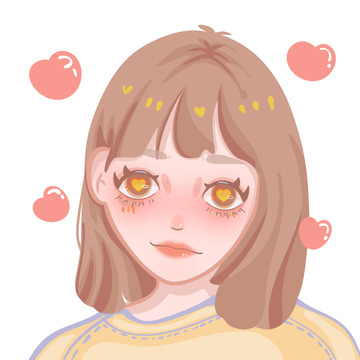 手绘鸭风头像女孩