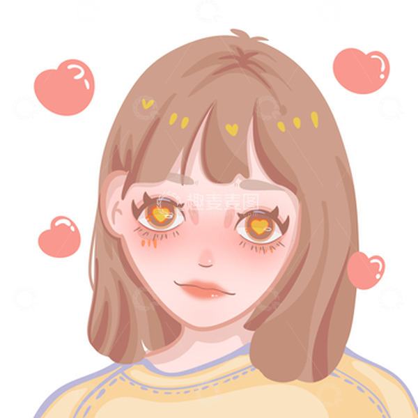 源文件下载【趣麦麦图】手绘鸭风头像女孩