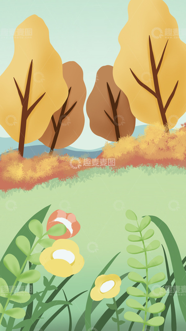 源文件下载【趣麦麦图】小清新立秋手绘植物