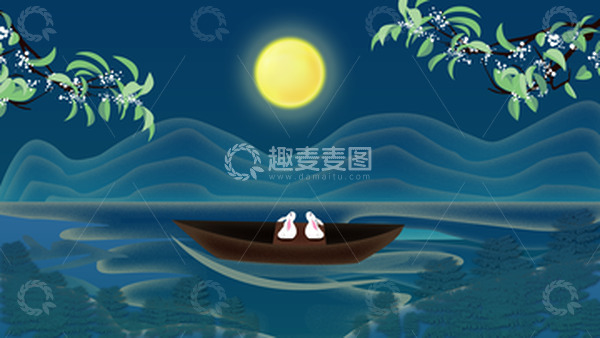 源文件下载【趣麦麦图】中秋相依玉兔望月
