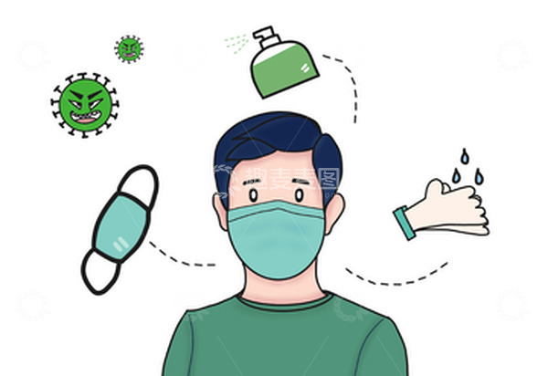 源文件下载【趣麦麦图】暑假安全防范防疫戴口罩男生头像手绘图