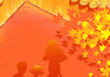 红色中国风立秋枫叶求婚背景