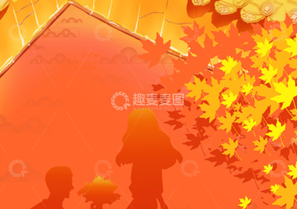 源文件下载【趣麦麦图】红色中国风立秋枫叶求婚背景