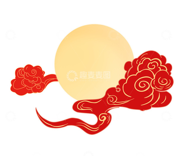 源文件下载【趣麦麦图】古风祥云圆月