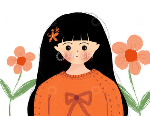 源文件下载【趣麦麦图】秋季穿黄色毛衣的小女孩手绘插画头像