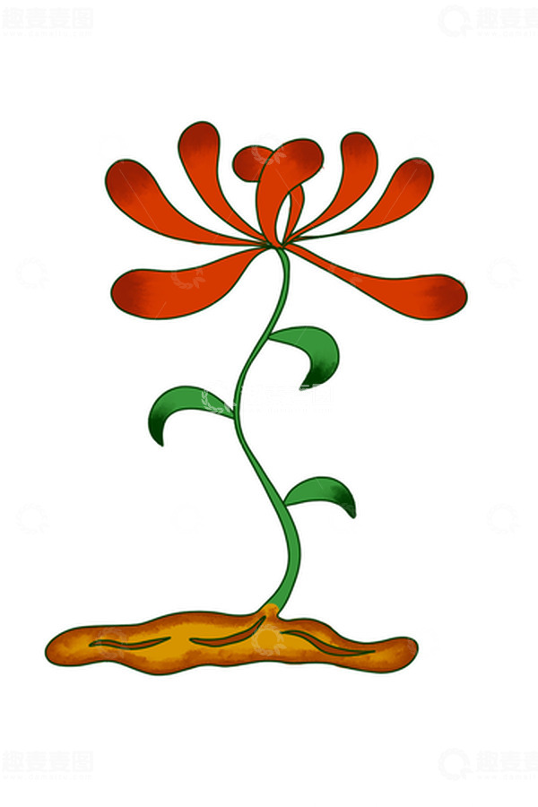 源文件下载【趣麦麦图】敦煌装饰性植物手绘图案