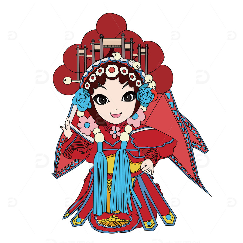 源文件下载【趣麦麦图】红色女生戏剧戏曲人物角色