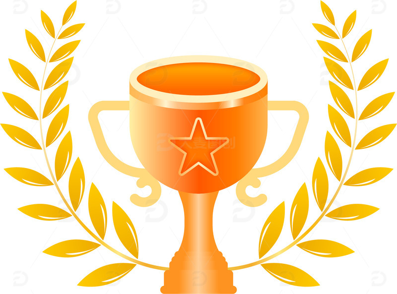 金色大奖杯秋天谷穗奖牌颁奖比赛卡通插画