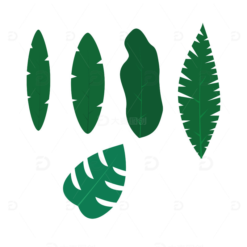 卡通扁平树叶叶子装饰元素