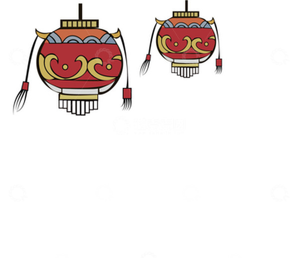 源文件下载【趣麦麦图】中国风 红色春节灯笼插画手绘素材图
