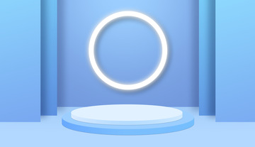 蓝色清爽C4D场景展示PSD