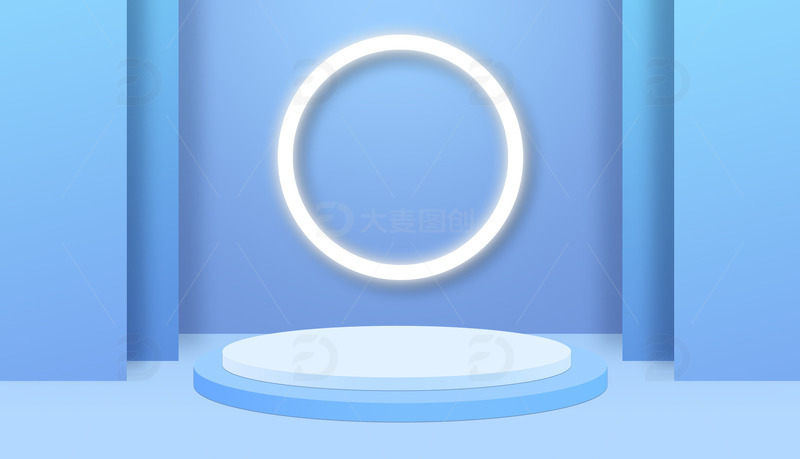 蓝色清爽C4D场景展示PSD