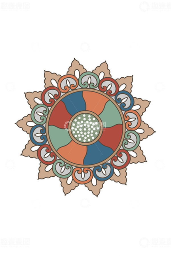 源文件下载【趣麦麦图】敦煌藻井装饰手绘图案
