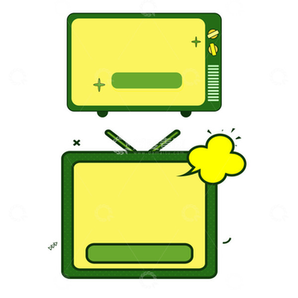 源文件下载【趣麦麦图】绿色简约风格立秋手绘电视机