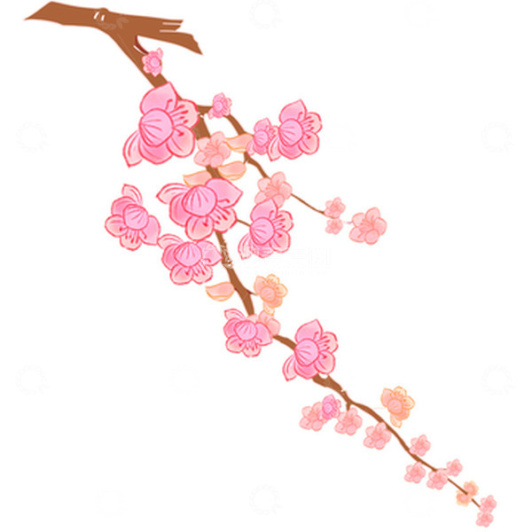 源文件下载【趣麦麦图】粉色夏季大暑桃花树