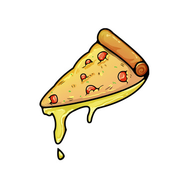 黄色披萨卡通手绘国潮