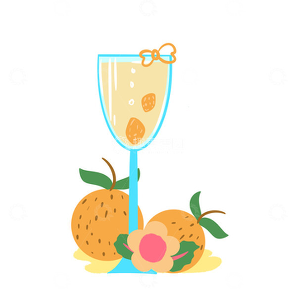 源文件下载【趣麦麦图】立秋饮品气泡酒橘子花枝