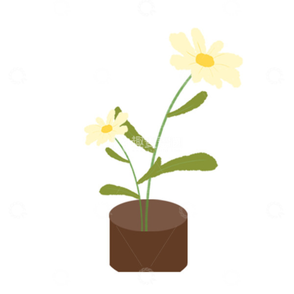 源文件下载【趣麦麦图】绿色小清新文艺一盆花植物手绘图