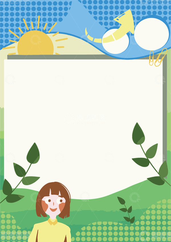 源文件下载【趣麦麦图】绿色清新卡通手绘分海报背景