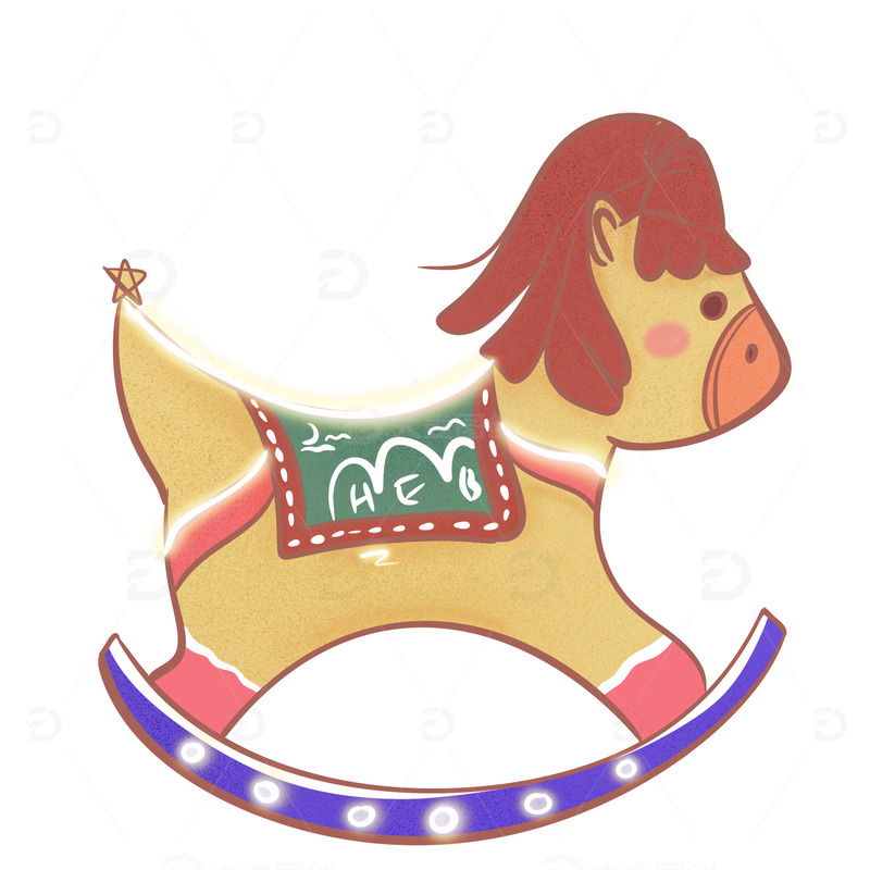 源文件下载【趣麦麦图】可爱手绘儿童木马亲子陪伴