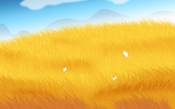 秋季立秋卡通手绘金黄草地风景背景