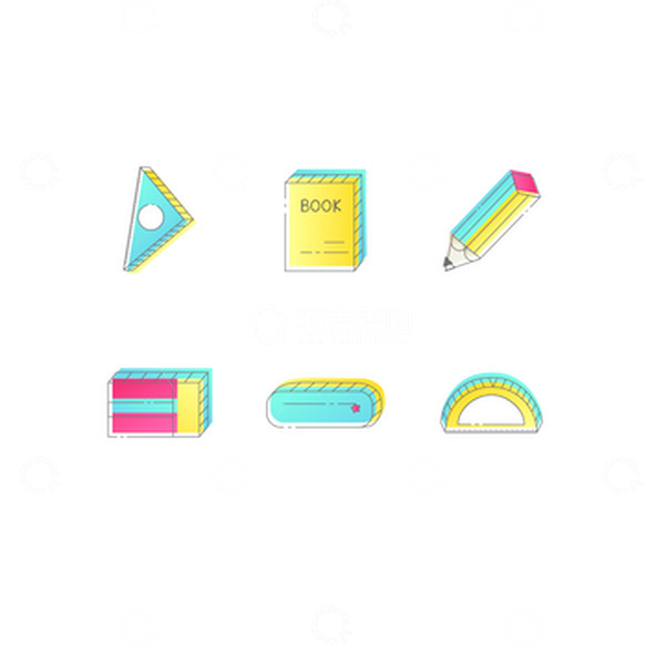 源文件下载【趣麦麦图】多彩毕业季面性学习文具图标