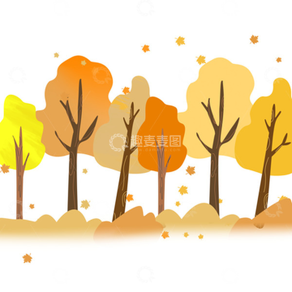 源文件下载【趣麦麦图】秋天的枫树散落的树叶