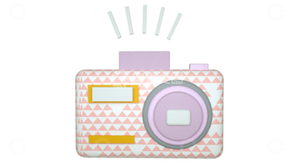 源文件下载【趣麦麦图】粉色简约清新相机装饰模型